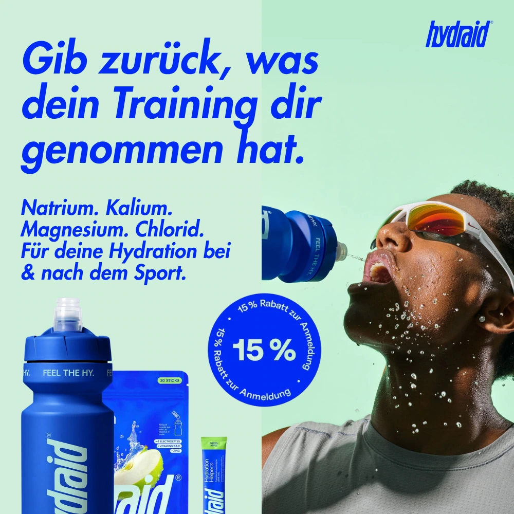 Hydraid Anzeige zu Elektrolyten nach dem Sport