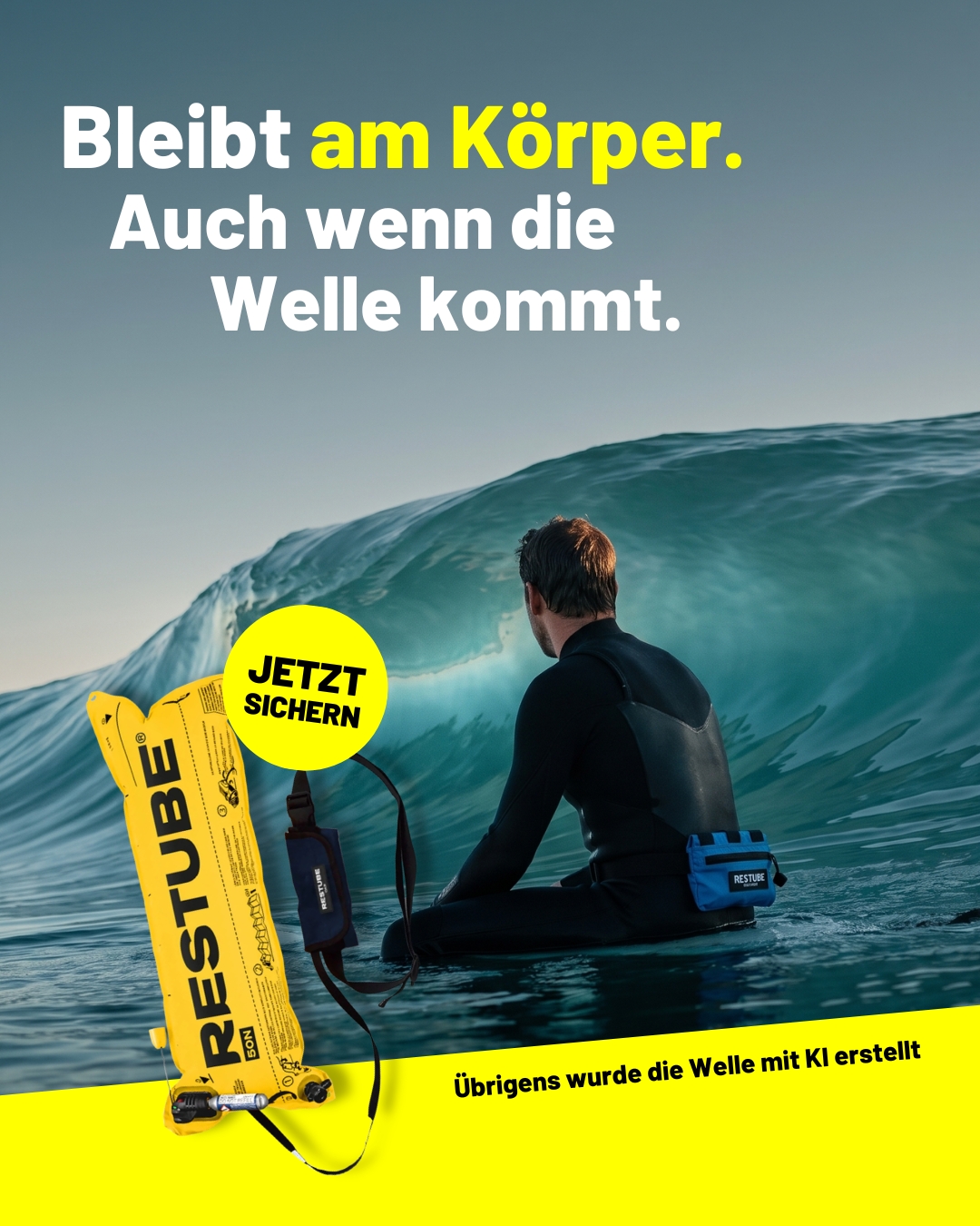 Restube Anzeige mit KI generierter Welle zum Thema Verlässlichkeit
